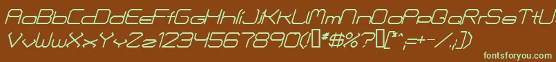 FontmakersChoiceItalic-Schriftart – Grüne Schriften auf braunem Hintergrund