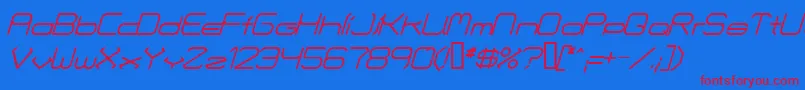 フォントFontmakersChoiceItalic – 赤い文字の青い背景