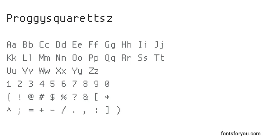 Шрифт Proggysquarettsz – алфавит, цифры, специальные символы