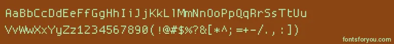 Fonte Proggysquarettsz – fontes verdes em um fundo marrom