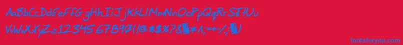 JimbosprintBoldItalic Font – Blue Fonts on Red Background