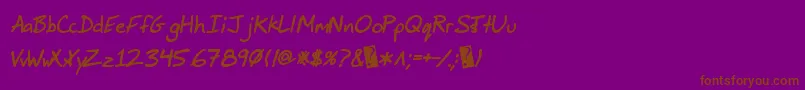 JimbosprintBoldItalic-Schriftart – Braune Schriften auf violettem Hintergrund