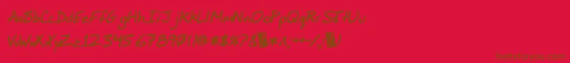 フォントJimbosprintBoldItalic – 赤い背景に茶色の文字