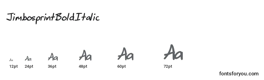 Größen der Schriftart JimbosprintBoldItalic