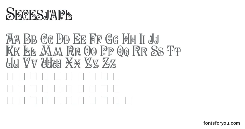 Шрифт Secesjapl – алфавит, цифры, специальные символы