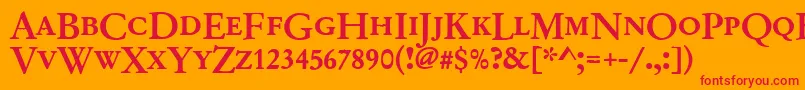 Garamondno2dcdmed-Schriftart – Rote Schriften auf orangefarbenem Hintergrund