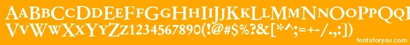 Garamondno2dcdmed-Schriftart – Weiße Schriften auf orangefarbenem Hintergrund