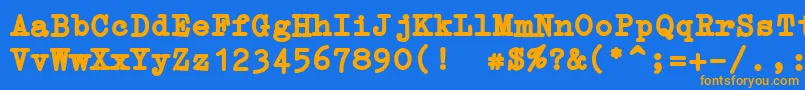 フォントErikaTypeB – オレンジ色の文字が青い背景にあります。