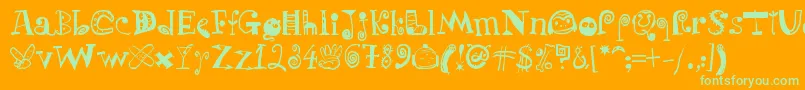 PuchakhonLight07 Font – Green Fonts on Orange Background
