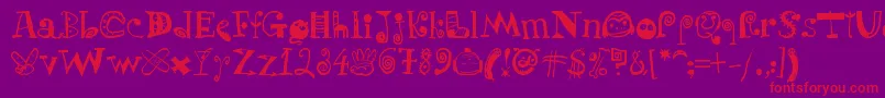 フォントPuchakhonLight07 – 紫の背景に赤い文字