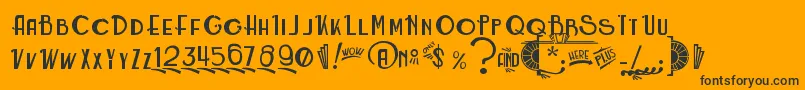 フォントRoarinTwentiesCounterfeit – 黒い文字のオレンジの背景