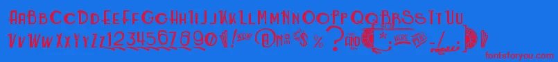 RoarinTwentiesCounterfeit Font – Red Fonts on Blue Background