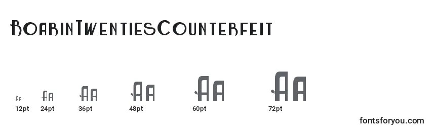 RoarinTwentiesCounterfeit Font Sizes