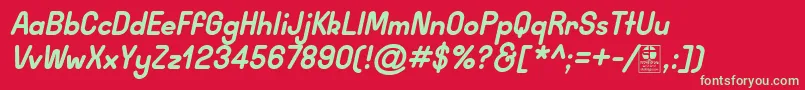 WidaRoundBoldItalicDemo Font – Green Fonts on Red Background