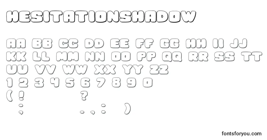 A fonte HesitationShadow – alfabeto, números, caracteres especiais