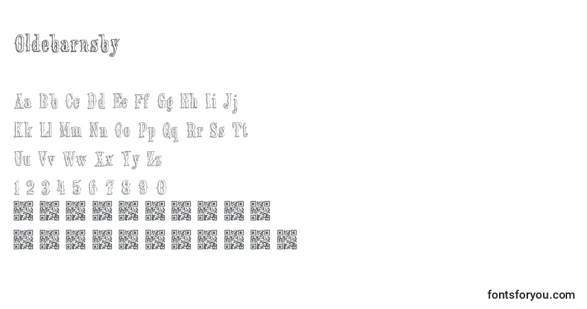Schriftart Oldebarnsby – Alphabet, Zahlen, spezielle Symbole