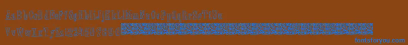 Oldebarnsby-Schriftart – Blaue Schriften auf braunem Hintergrund
