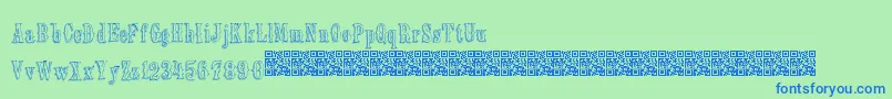 Oldebarnsby-Schriftart – Blaue Schriften auf grünem Hintergrund