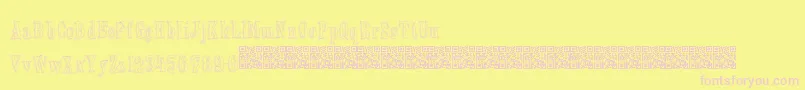 Oldebarnsby-Schriftart – Rosa Schriften auf gelbem Hintergrund