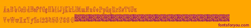 Oldebarnsby-Schriftart – Violette Schriften auf orangefarbenem Hintergrund