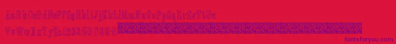フォントOldebarnsby – 赤い背景に紫のフォント