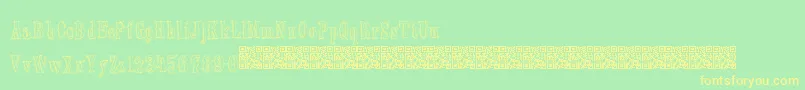 Oldebarnsby-Schriftart – Gelbe Schriften auf grünem Hintergrund