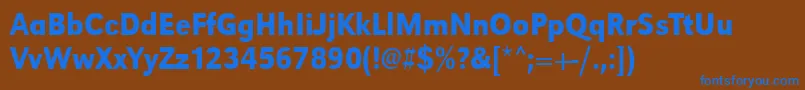 Urwgrotesktmedextnar-Schriftart – Blaue Schriften auf braunem Hintergrund