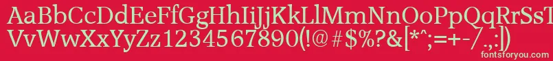 フォントAccoladeSerialRegularDb – 赤い背景に緑の文字