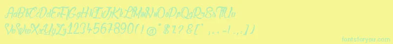 Police LadyBohemia – polices vertes sur fond jaune