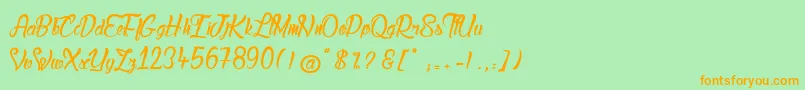 LadyBohemia-Schriftart – Orangefarbene Schriften auf grünem Hintergrund