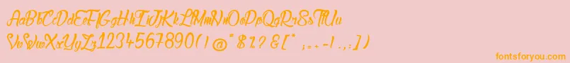 LadyBohemia-Schriftart – Orangefarbene Schriften auf rosa Hintergrund