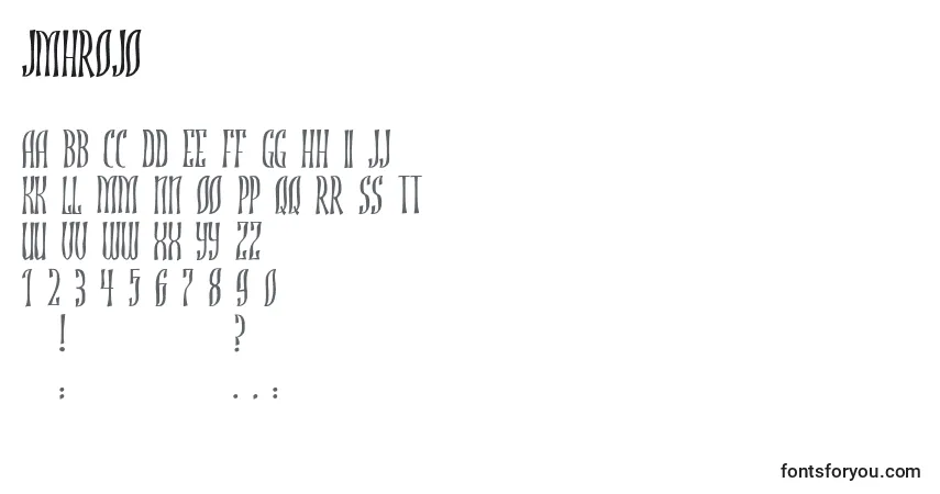 Schriftart JmhRojo – Alphabet, Zahlen, spezielle Symbole