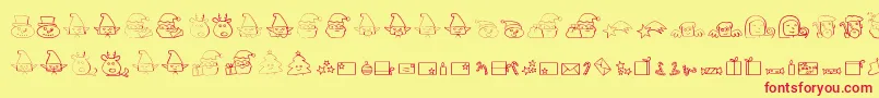 Шрифт ChristmaspeopleDing – красные шрифты на жёлтом фоне