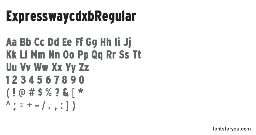 A fonte ExpresswaycdxbRegular – alfabeto, números, caracteres especiais