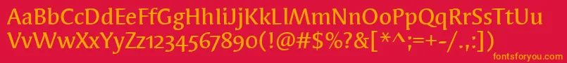 SyndorMdOsItcTtMedium Font – Orange Fonts on Red Background