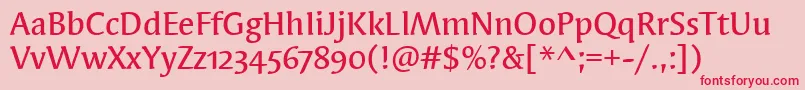 フォントSyndorMdOsItcTtMedium – ピンクの背景に赤い文字