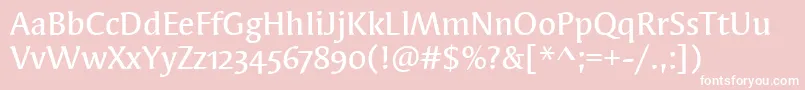 フォントSyndorMdOsItcTtMedium – ピンクの背景に白い文字