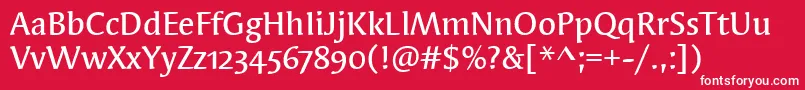SyndorMdOsItcTtMedium Font – White Fonts on Red Background