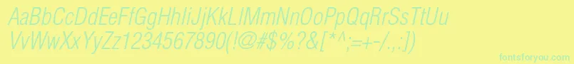 HelveticaltstdLightcondobl Font – Green Fonts on Yellow Background