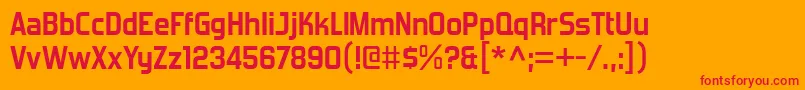 ForgottenFuturistBd-Schriftart – Rote Schriften auf orangefarbenem Hintergrund