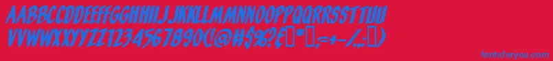 フォントOrangefizzi – 赤い背景に青い文字