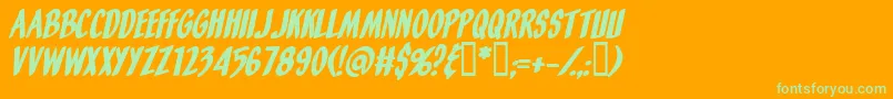 Orangefizzi-Schriftart – Grüne Schriften auf orangefarbenem Hintergrund