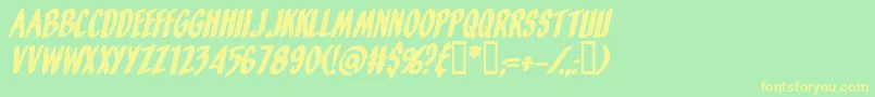 Orangefizzi-Schriftart – Gelbe Schriften auf grünem Hintergrund