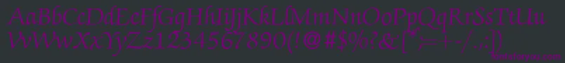 フォントZabriskiescriptRegular – 黒い背景に紫のフォント