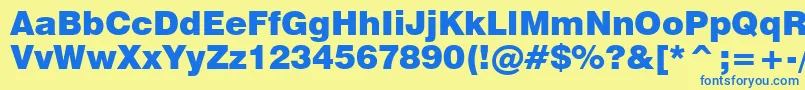 Swiss721BlackBt Font – Blue Fonts on Yellow Background