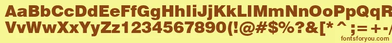 Swiss721BlackBt Font – Brown Fonts on Yellow Background