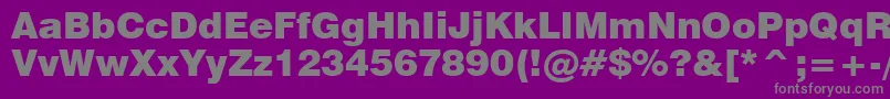 Swiss721BlackBt-fontti – harmaat kirjasimet violetilla taustalla