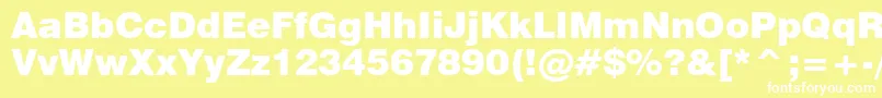 Swiss721BlackBt Font – White Fonts on Yellow Background