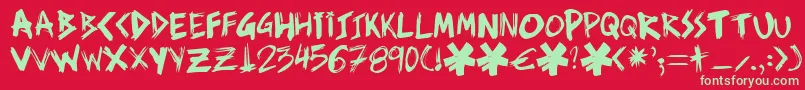 Ziperhea Font – Green Fonts on Red Background