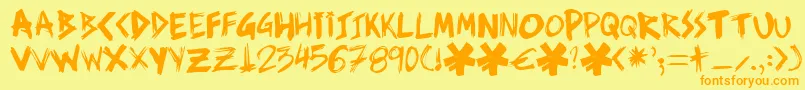 Ziperhea-Schriftart – Orangefarbene Schriften auf gelbem Hintergrund